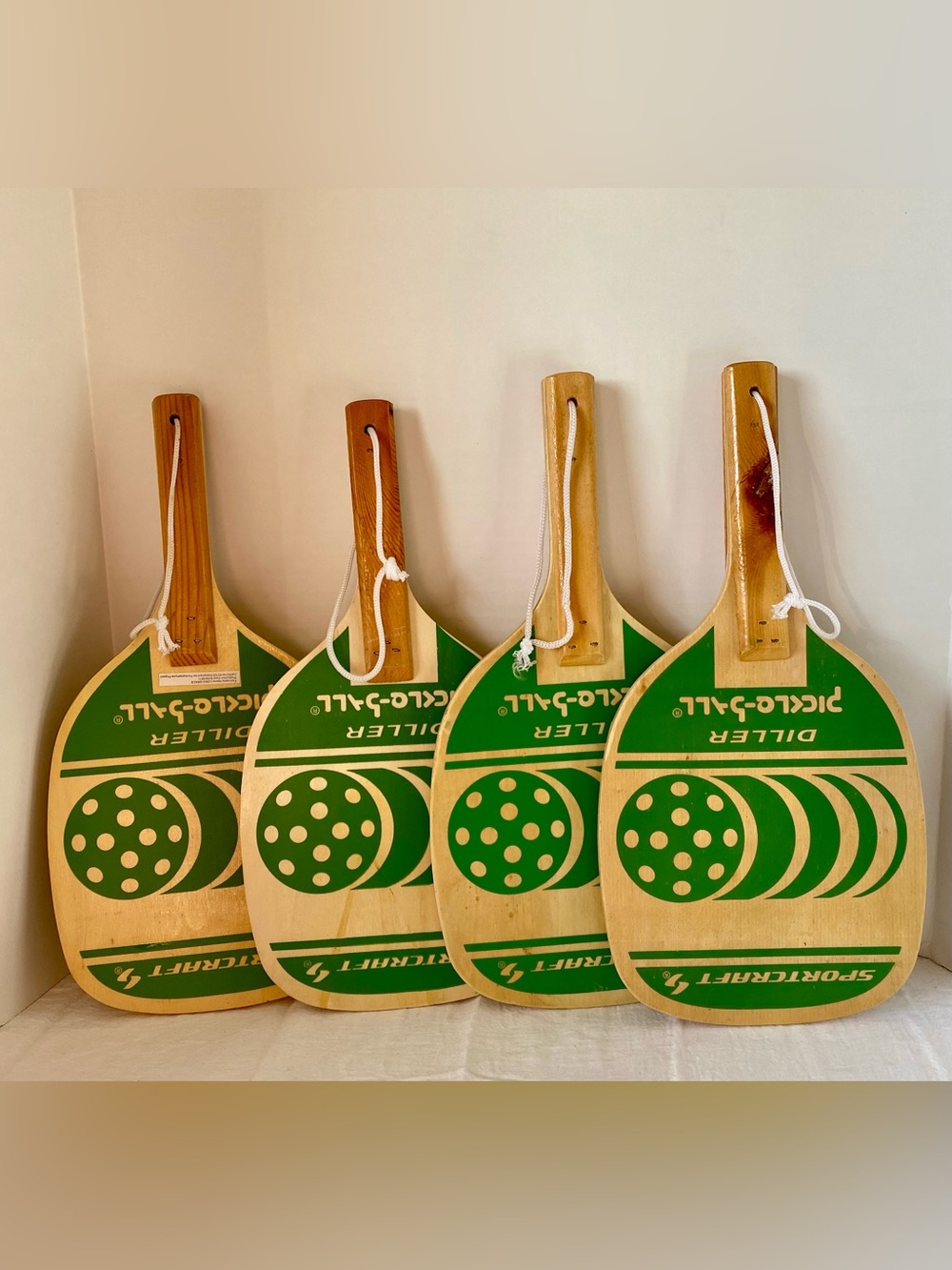 Vintage Sportcraft Diller Pickleball Wood Paddles Lot Of 4